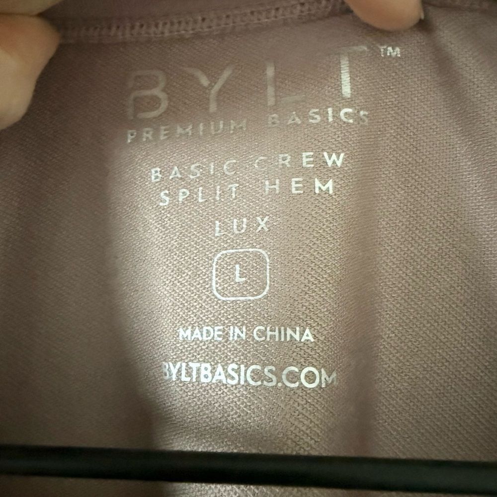 BYLT Basic Crew Short Sleeve Tee Split Hem Lux in… - image 3